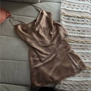 Dynamite Bronze Gold Skirt Set